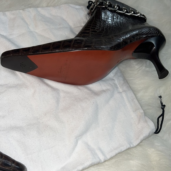 Donald J Pliner Brown snake skin look ankle boot with chains size 9 1/2 - Picture 8 of 12